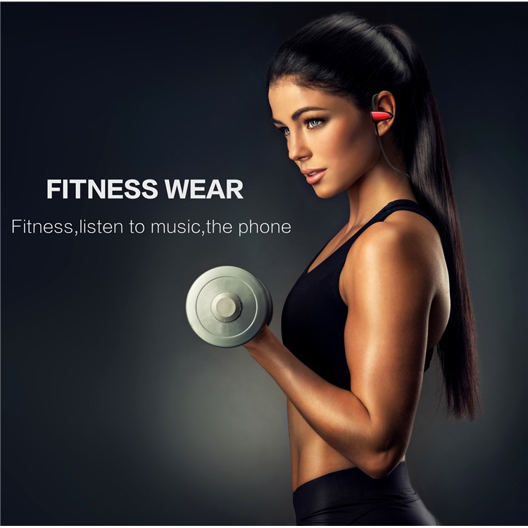 FOZENTO Wireless Bluetooth Sports Stereo Earbud Headset Earphone with Microphone - Red-7