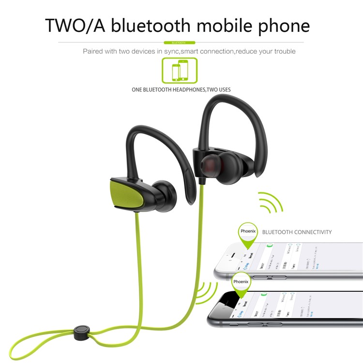 FOZENTO Sports Wireless Bluetooth Stereo Earphone Headset with Microphone - Green-3