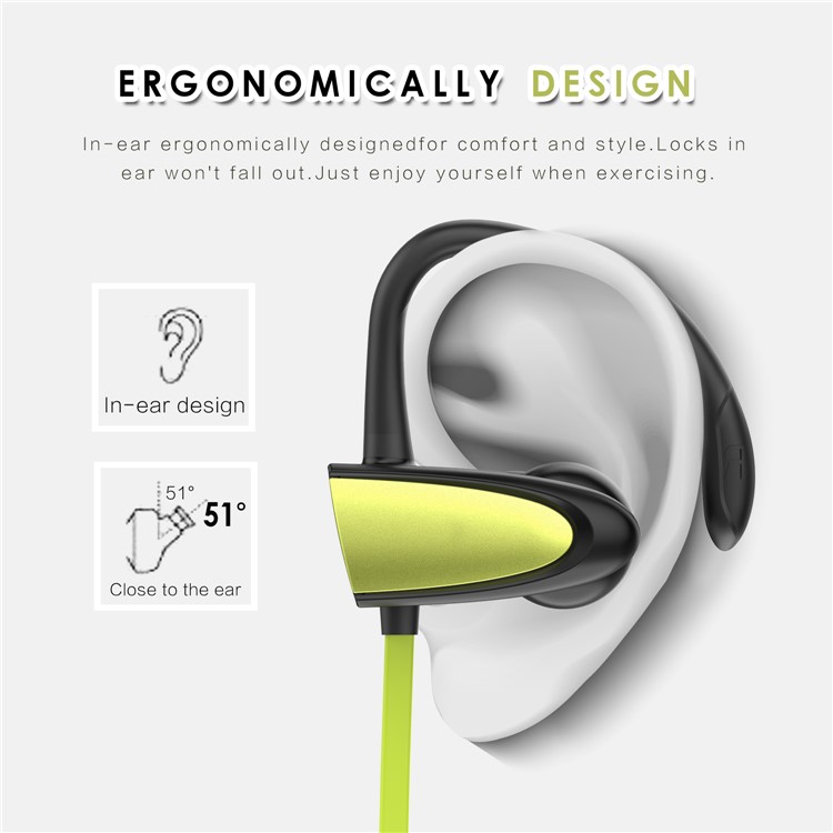 FOZENTO Sports Wireless Bluetooth Stereo Earphone Headset with Microphone - Green-4