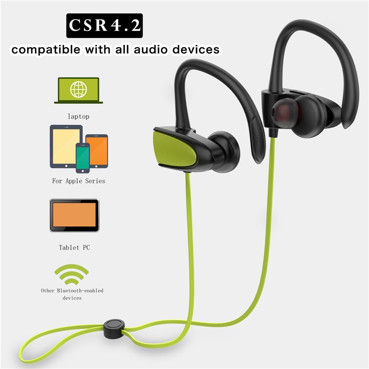FOZENTO Sports Wireless Bluetooth Stereo Earphone Headset with Microphone - Green-5