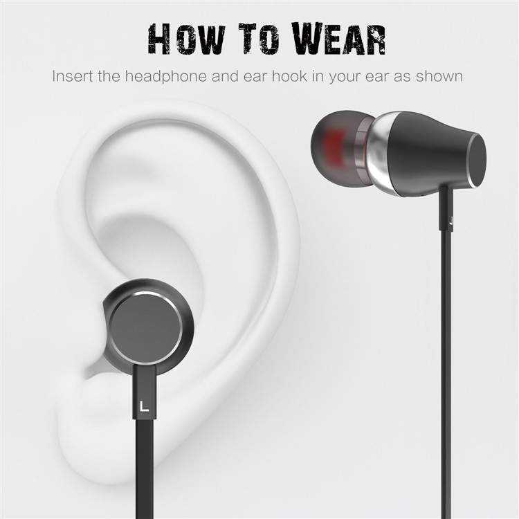 FOZENTO FT5 Bluetooth Headphone Wireless Bluetooth V4.2 Magnetic Sports Earphone with Line-in Control - Black-4