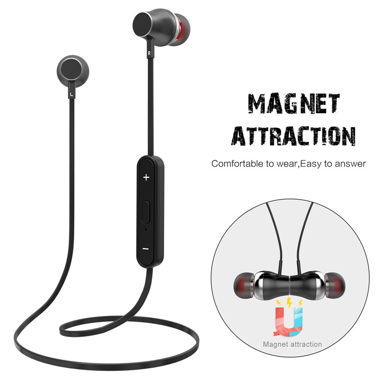 FOZENTO FT5 Bluetooth Headphone Wireless Bluetooth V4.2 Magnetic Sports Earphone with Line-in Control - Black-5
