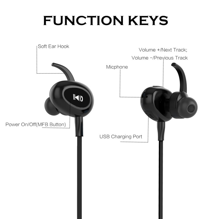FOZENTO FT6 Noise Isolating Sports IPX5 Sweat-proof Headset with Mic for iPhone 7, Samsung S8 etc. - Black-2
