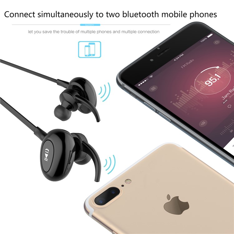 FOZENTO FT6 Noise Isolating Sports IPX5 Sweat-proof Headset with Mic for iPhone 7, Samsung S8 etc. - Black-3