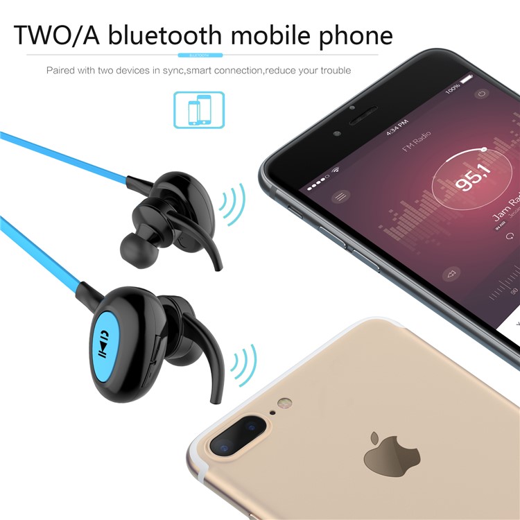 FOZENTO FT6 Noise Isolating Sports Wireless Bluetooth 4.2 Headphone for iPhone 7, Samsung S8 etc. - Blue-3
