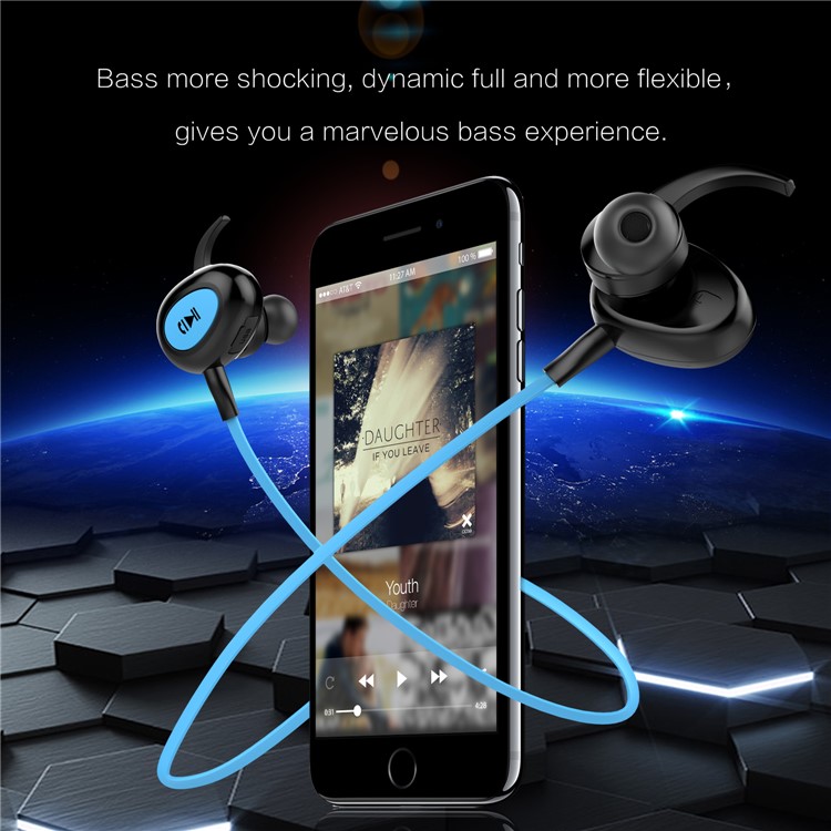FOZENTO FT6 Noise Isolating Sports Wireless Bluetooth 4.2 Headphone for iPhone 7, Samsung S8 etc. - Blue-6