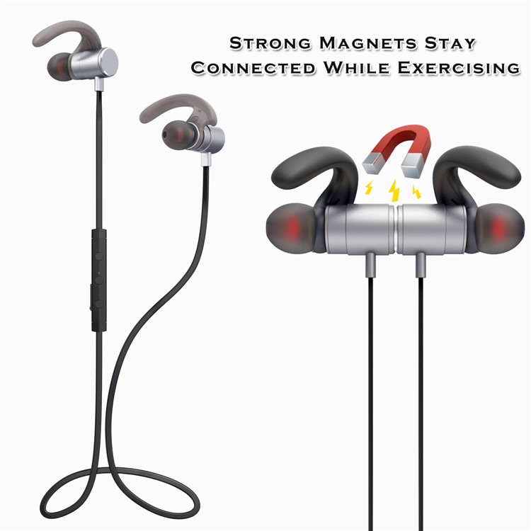 FOZENTO FT4 Magnetic DSP Sound Wireless Bluetooth V4.2 Sport Headphone with Hands-free Mic (CCC) - Silver-1