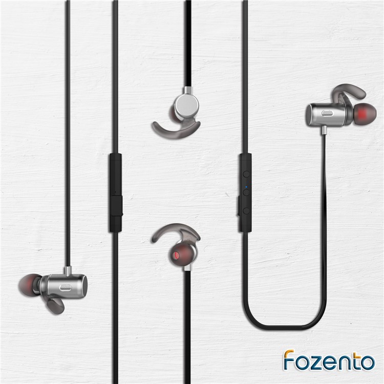 FOZENTO FT3 Magnetic DSP Sound Wireless Bluetooth V4.2 Sport Headphone with Hands-free Mic (CCC) - Grey-3