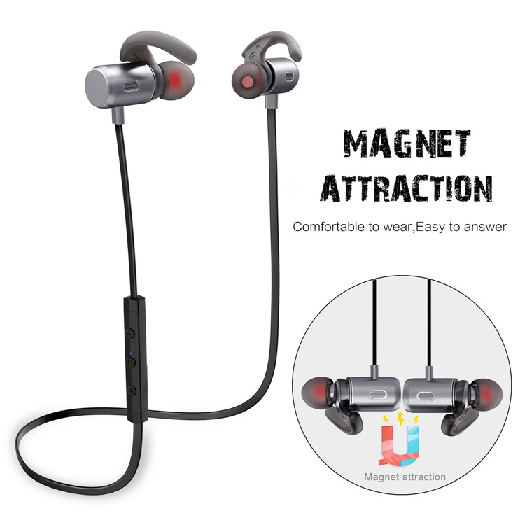 FOZENTO FT3 Magnetic DSP Sound Wireless Bluetooth V4.2 Sport Headphone with Hands-free Mic (CCC) - Grey-5