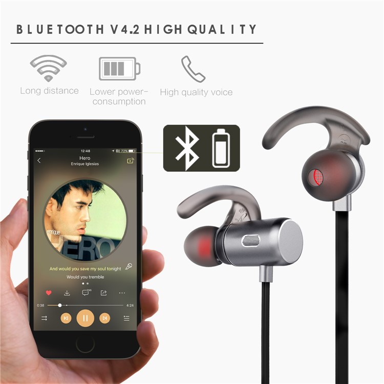 FOZENTO FT3 Magnetic DSP Sound Wireless Bluetooth V4.2 Sport Headphone with Hands-free Mic (CCC) - Grey-6