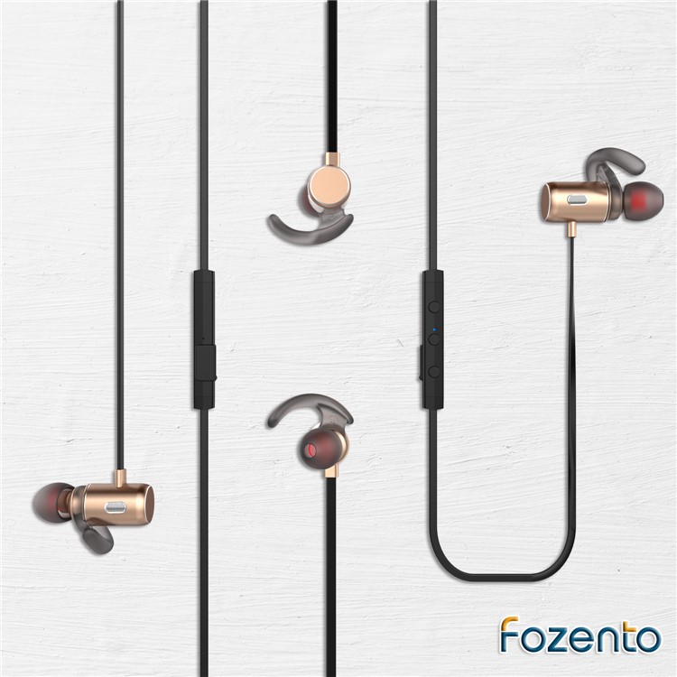FOZENTO FT3 Earhook Magnet CSR 4.2 Bluetooth Sport Headset with Hands-free Mic (CCC) - Gold-2