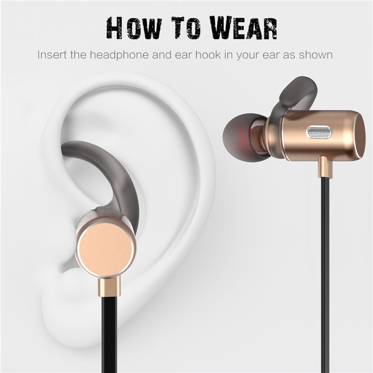 FOZENTO FT3 Earhook Magnet CSR 4.2 Bluetooth Sport Headset with Hands-free Mic (CCC) - Gold-4