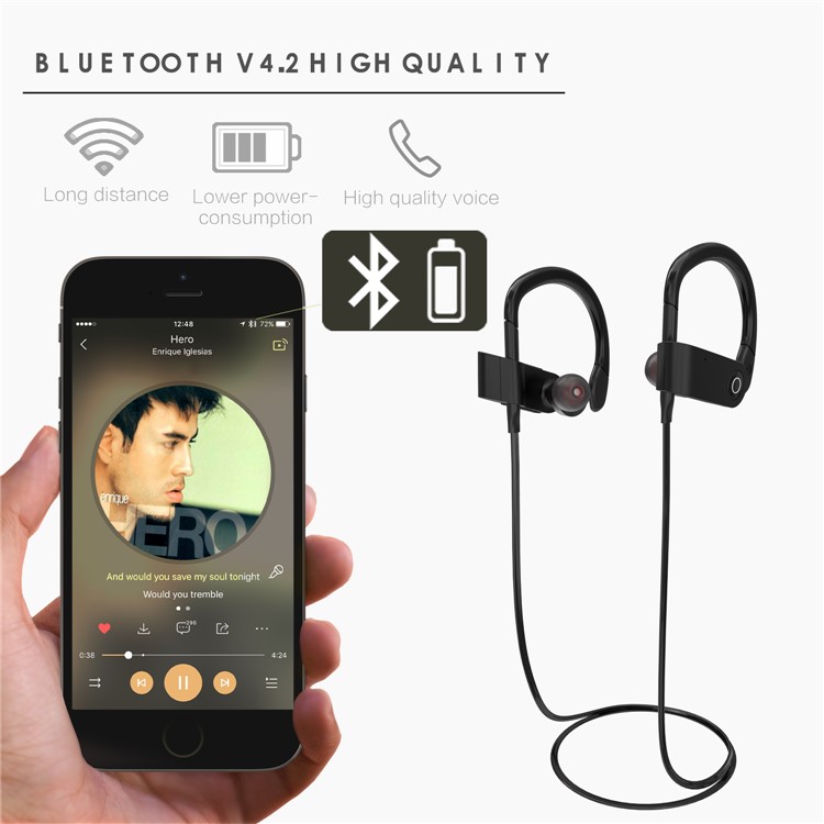 FOZENTO Sports Bluetooth Headset In-ear Stereo Headphone with Mic - Black-9