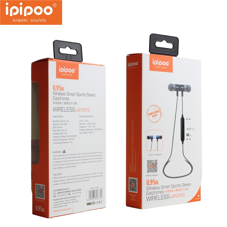 IPIPOO 95BL Magnetic Adsorption Wireless Bluetooth 4.2 In-ear Earphone Bluetooth Remote Shutter - Black-8