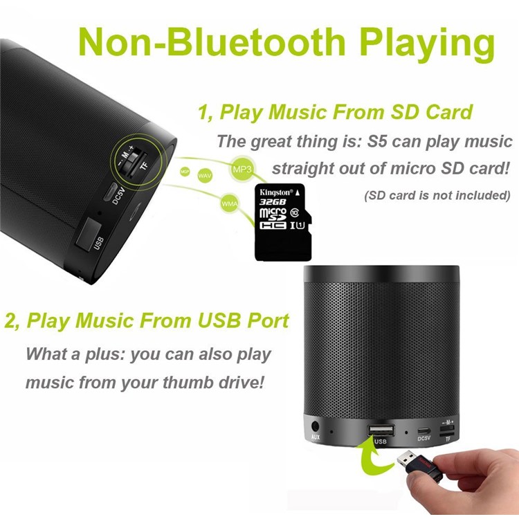 ZEALOT S5 Wireless Bluetooth Speaker Mega Bass Outdoor Music Speaker Support Aux-in / TF Card / U Disk - Black-9