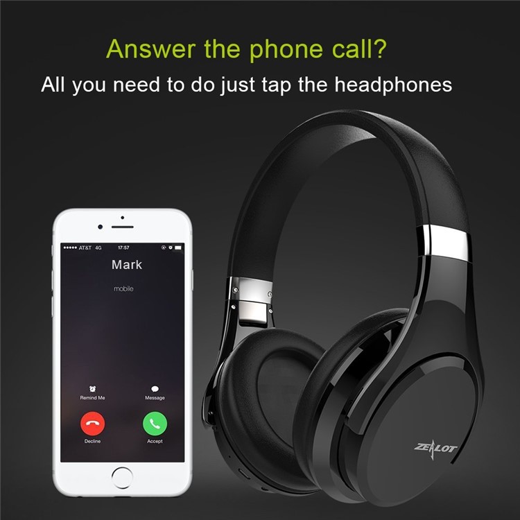 ZEALOT B21 Deep Bass Portable Touch Control Wireless Bluetooth Over-ear Headphone with Mic - Black-11