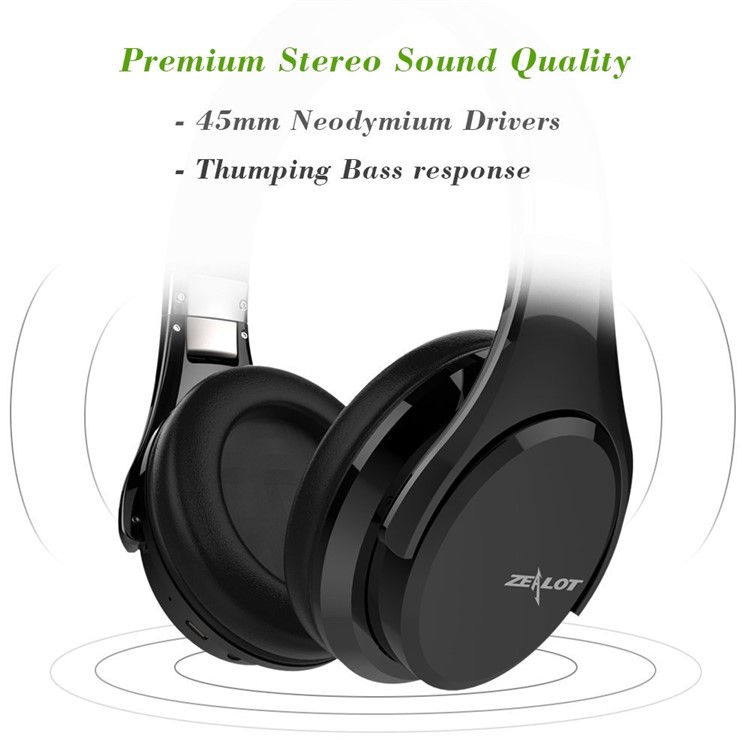ZEALOT B21 Deep Bass Portable Touch Control Wireless Bluetooth Over-ear Headphone with Mic - Black-5
