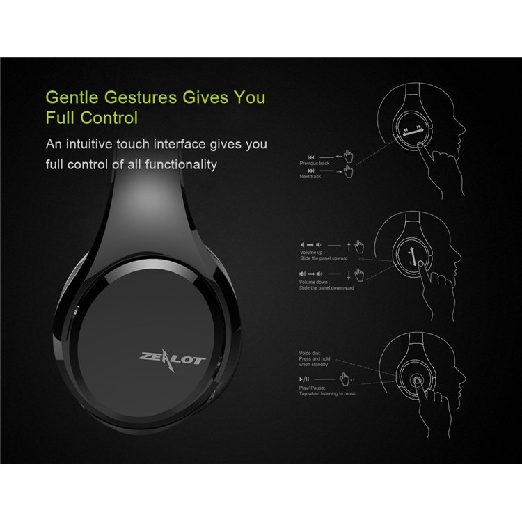 ZEALOT B21 Deep Bass Portable Touch Control Wireless Bluetooth Over-ear Headphone with Mic - Black-9