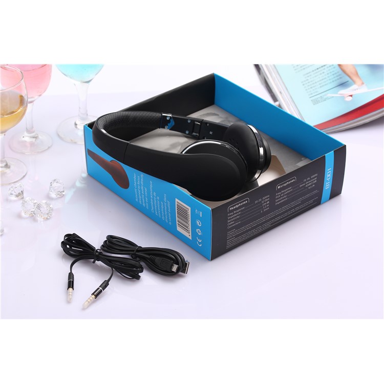 BT-001 Foldable Wireless Bluetooth Headphone Headset with Microphone - Black-12