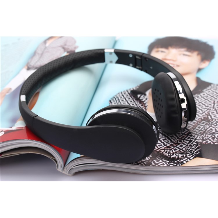 BT-001 Foldable Wireless Bluetooth Headphone Headset with Microphone - Black-4