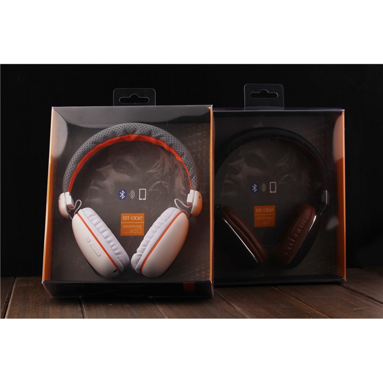BT-002 Stereo Wireless Headphones with Microphone Over-ear Foldable Portable Headset - Brown / Black-10