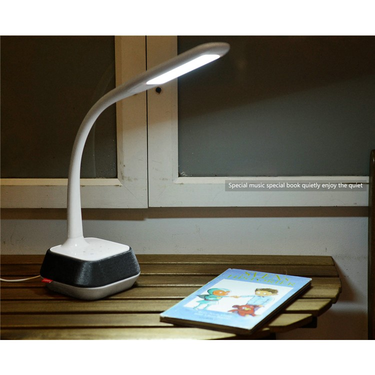 M6 5 Gears Touch Control Rotary Smart LED Desk Lamp Wireless Bluetooth Speaker - Black / EU Plug-3
