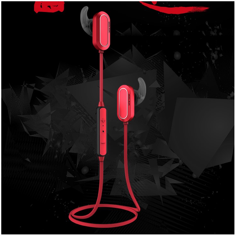 MOOLSUN S01 CVC6.0 Noise-reduction Sports Bluetooth Earphones with Remote Control and Mic for iPhone 7 Plus - Red-1