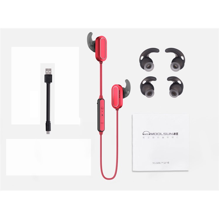 MOOLSUN S01 CVC6.0 Noise-reduction Sports Bluetooth Earphones with Remote Control and Mic for iPhone 7 Plus - Red-19