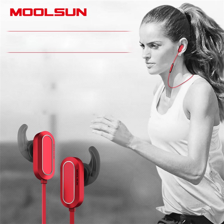 MOOLSUN S01 CVC6.0 Noise-reduction Sports Bluetooth Earphones with Remote Control and Mic for iPhone 7 Plus - Red-3