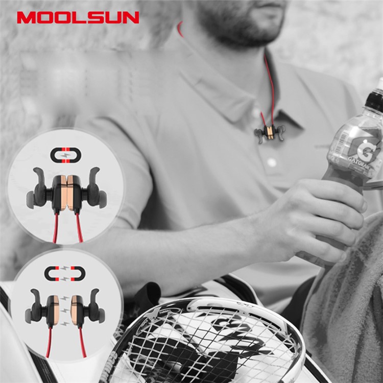 MOOLSUN S02 Magnetic Sports Wireless Bluetooth 4.1 In-ear Bluetooth Earphone - Gold-3