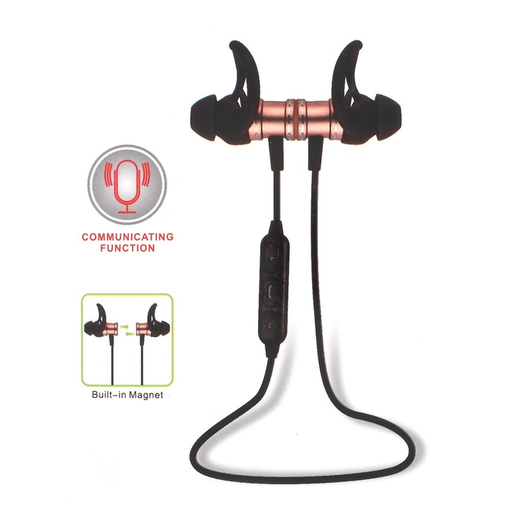 

SLS-100 Stereo Wireless Bluetooth Headset Magnetic Sports Headphone with Microphone - Rose Gold Color