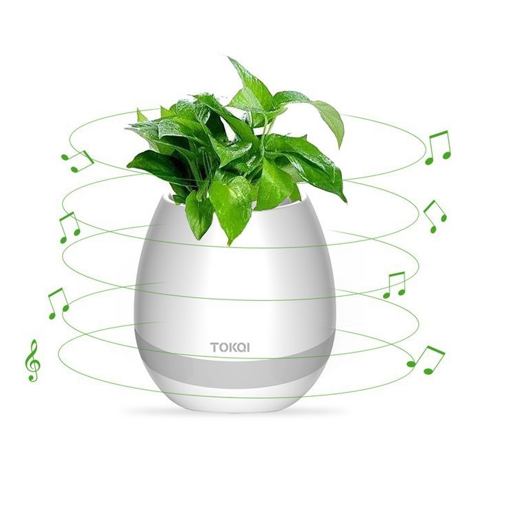 TOKQI 3 en 1 Bluetooth Altavoz LED Noche Luz Smart Music Flowerpot Altavoz inalámbrico - Blanco-4