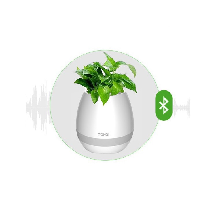 TOKQI 3-en-1 Bluetooth Altavoz LED Noche Luz Smart Music Flowerpot Altavoz inalámbrico - Blanco-7