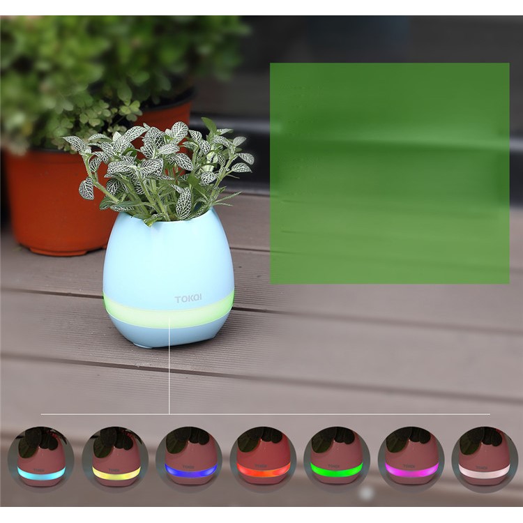 TOKQI 3-en-1 altavoz Bluetooth Noche LED Smart Music Flowerpot Altavoz inalámbrico - Blanco-8