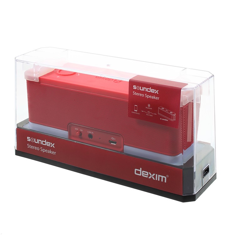 DEXIM DEA059 Soundex Stereo Bluetooth Speaker with Microphone / AUX-in for iPhone Samsung Huawei Etc - Red-14