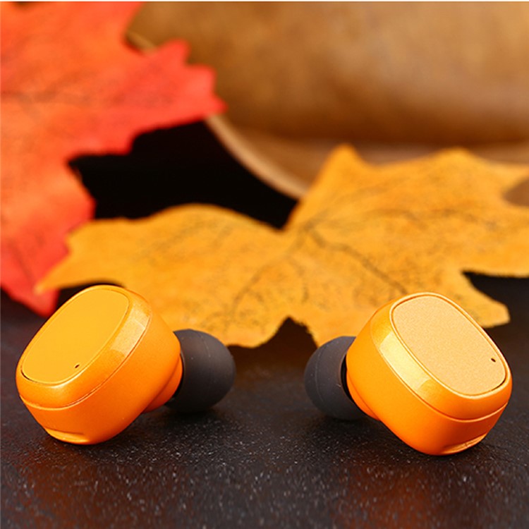 TWS D01 True Wireless Binaural Sports Bluetooth Earphones Stereo Headset + Charging Box - Orange / Green-4