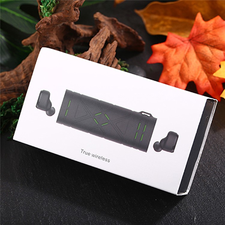 TWS D01 True Wireless Binaural Sports Bluetooth Earphones Stereo Headset + Charging Box - Orange / Green-5