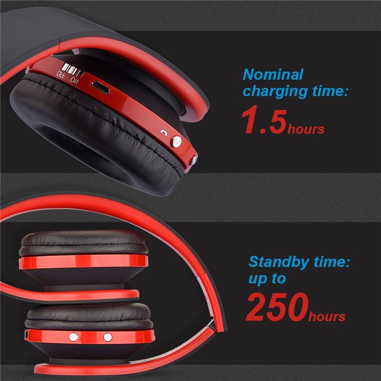 BTH-8252 Foldable Bluetooth Wireless Headphone Over-ear Stereo Headset for iPhone 7, Huawei P10 - Black-11