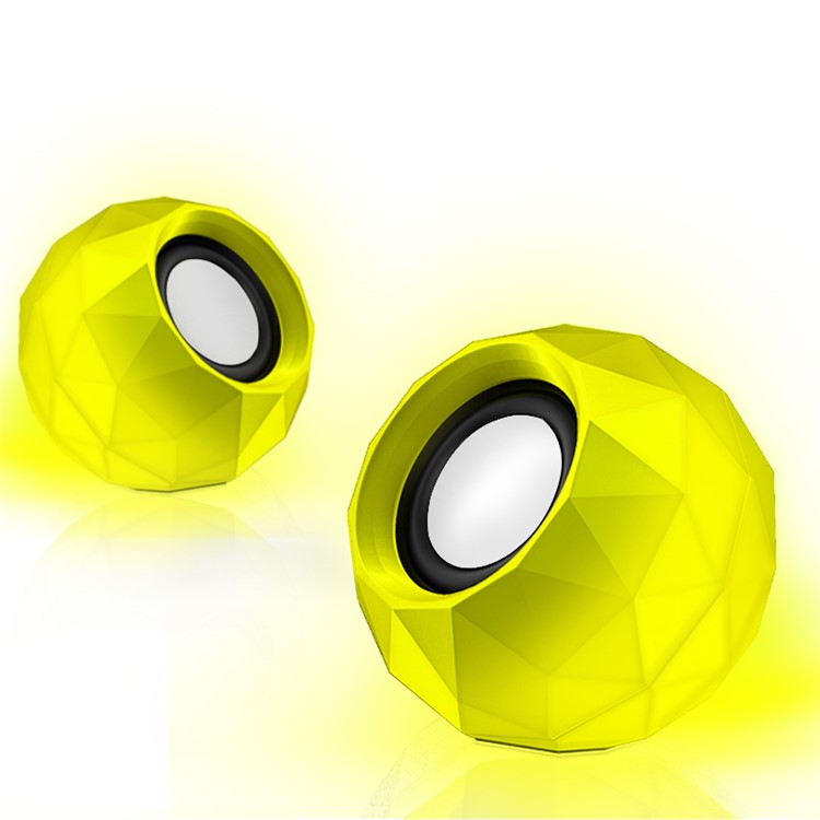 POPUPINE Fashion M01 Mini Mega Bass USB Charging Dazzling Speakers with 3.5mm Audio Cable - Yellow-1