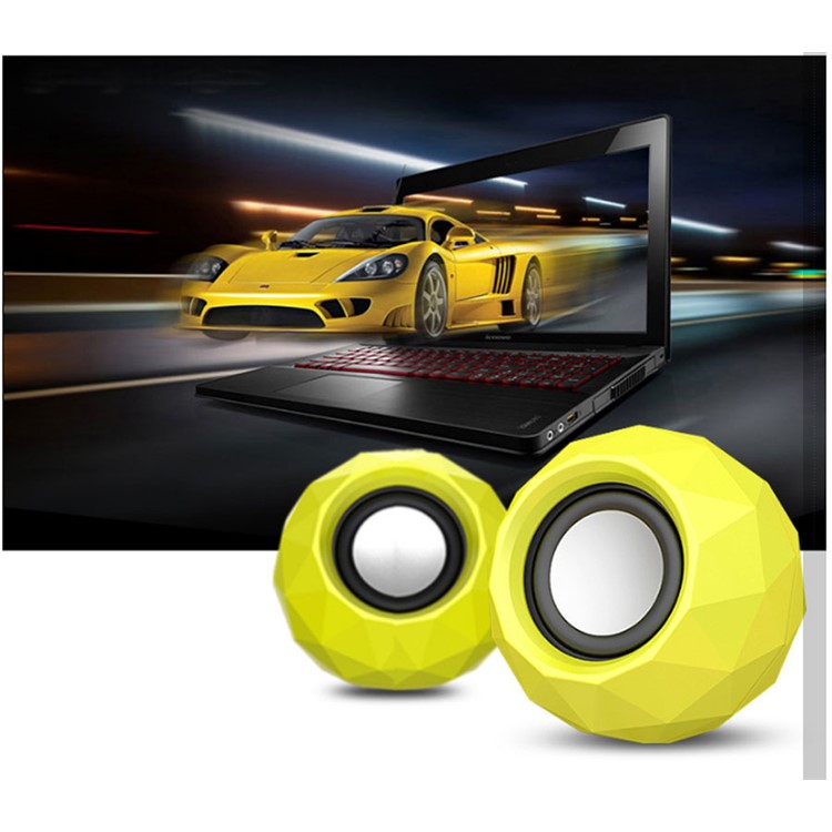 POPUPINE Fashion M01 Mini Mega Bass USB Charging Dazzling Speakers with 3.5mm Audio Cable - Yellow-4