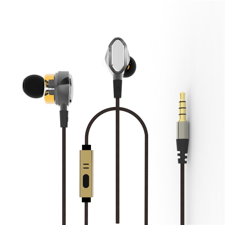 PHIATEAM Dual Moving Coil Mega Bass Stereo Earphone Sports Headphone with Mic and Remote Control-1