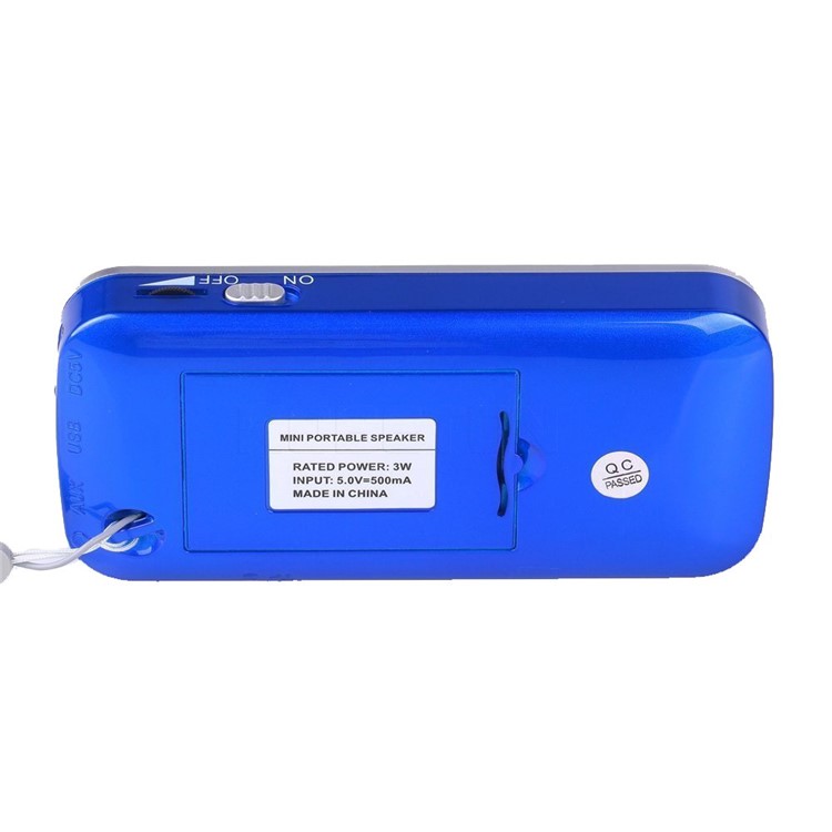 L-088 Portable Micro SD/TF USB Disk FM Radio HIFI Mini Speaker with LED Flashlight - Blue-3