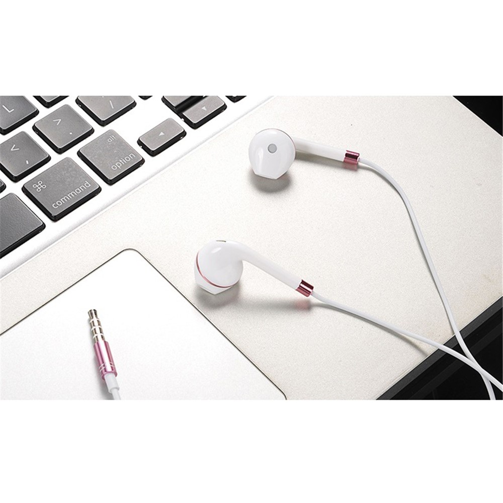 Universal 3.5mm Wired In-ear Mega Bass Earphone with Mic for iPhone Samsung Huawei - White + Pink-1