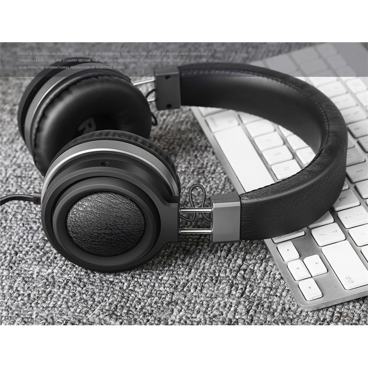 PICUN C1 Fashion 3.5mm Foldable Wired Over-ear Headphone Stereo Headset with Mic - Black-2