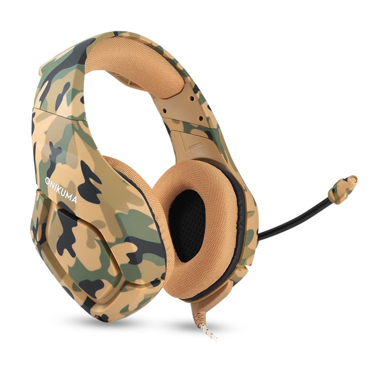 ONIKUMA K1 3,5 Mm Professionelle Gaming-Kopfhörer Über-Ohr-Headset Mit Mikrofon LED-Licht Für PS4 / XBOX One / Laptop / PC - Braun Getarnt-2