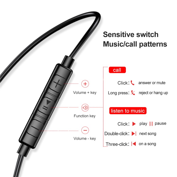 BASEUS Encok C16 Type-C Connector Wired Control In-ear Earphone with Mic for Samsung Note 8/S8/S8 Plus - Black-6