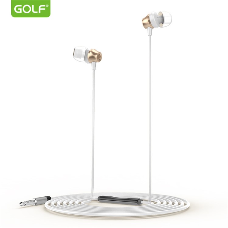 Golf m14 lightweight in-ear headset with mic for iphone samsung sony nokia etc - gold color