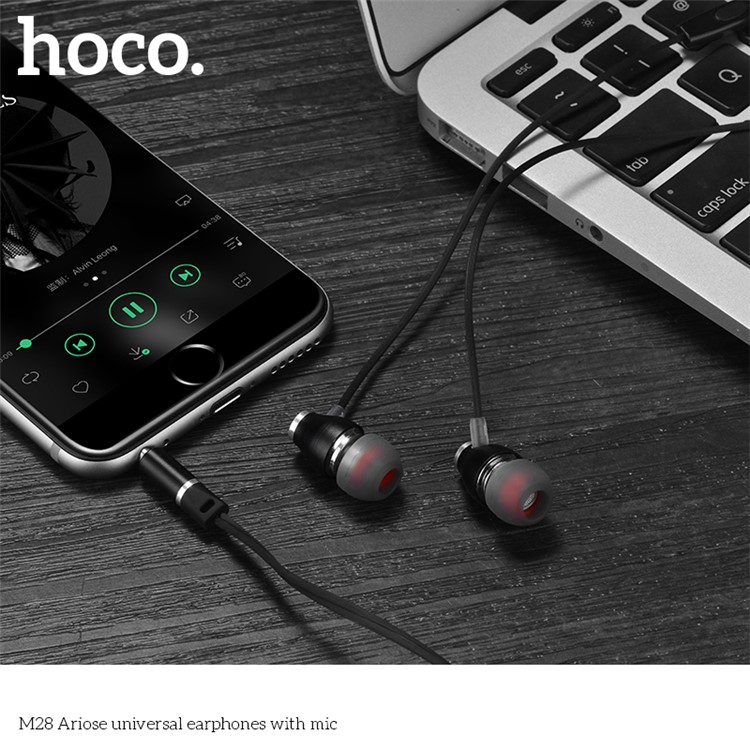 HOCO M28 Ariose Universal 3.5mm Com Fio Fone De Ouvido Com Microfone Para Iphone Samsung - Preto-4