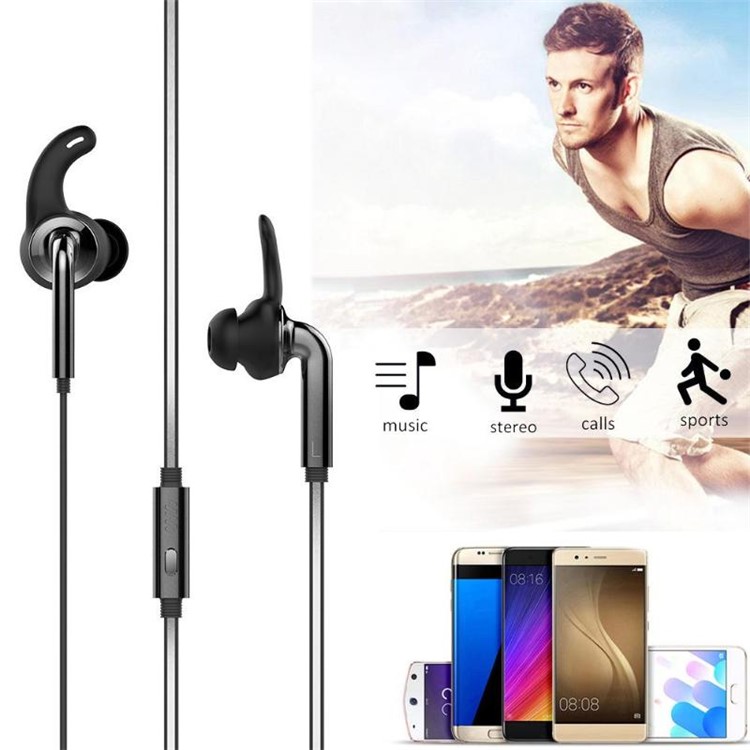 QCY QM04 L-shape 3.5mm Magnetic Sports In-ear Earphone with Mic - Black-2