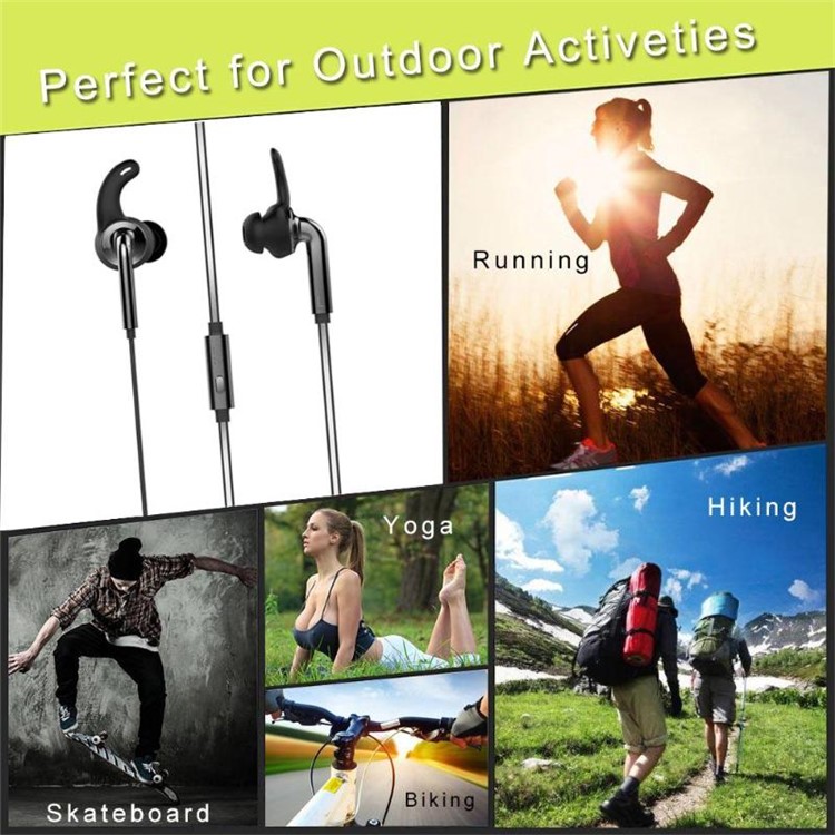 QCY QM04 L-shape 3.5mm Magnetic Sports In-ear Earphone with Mic - Black-3